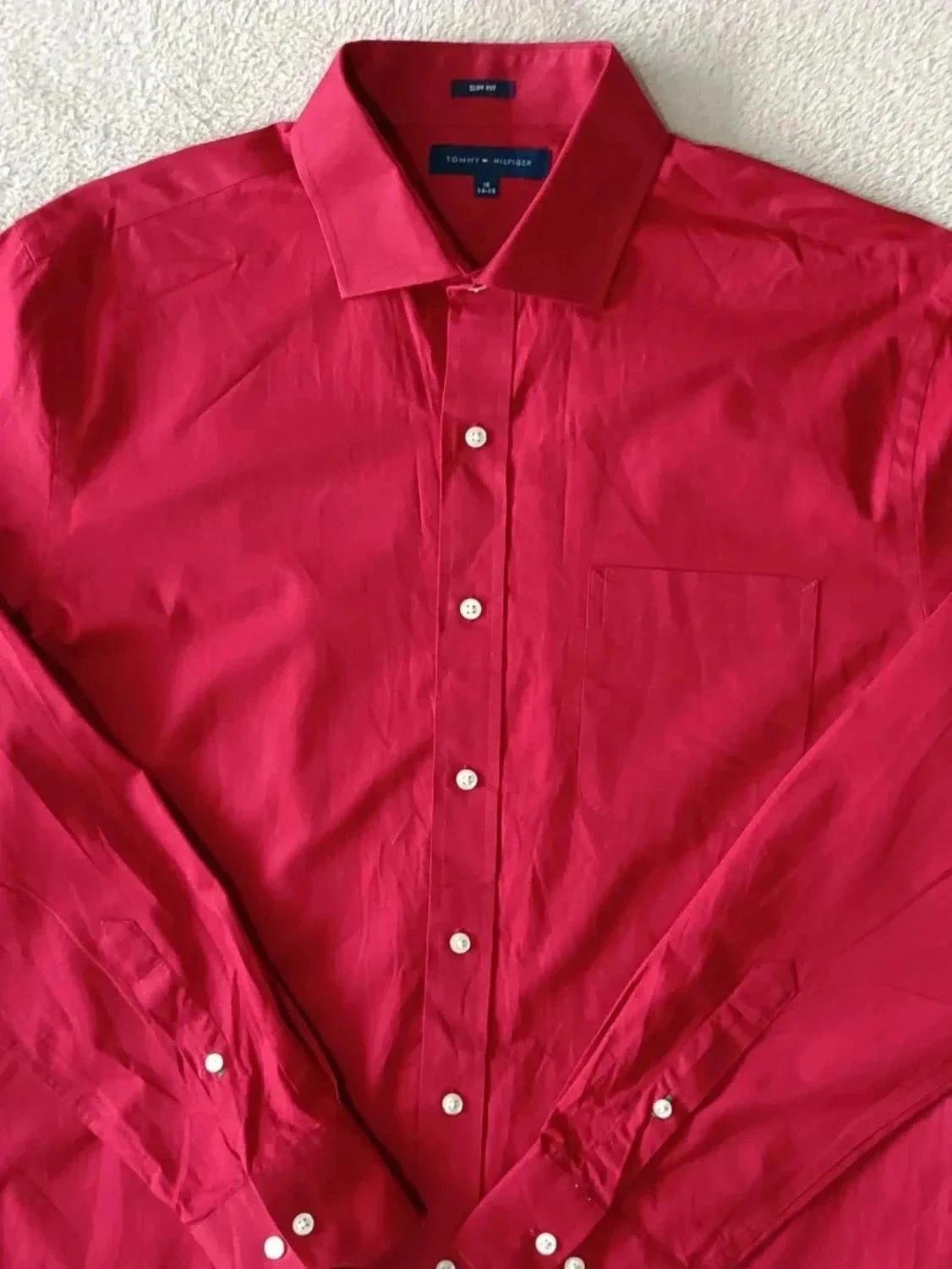 Tommy Hilfiger red shirt Size 16 34-35 Slim Fit – photo 3